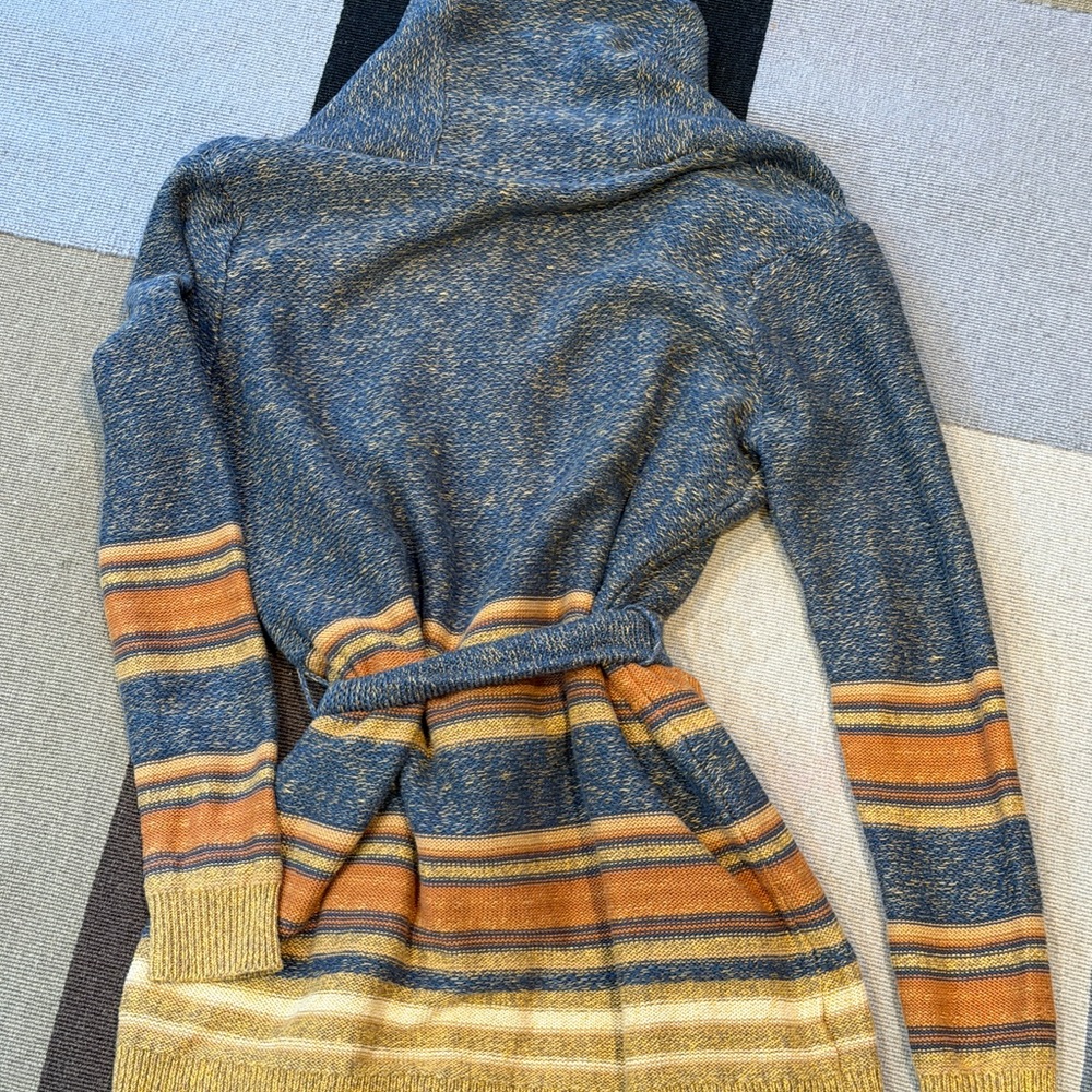 Lauren Ralph Lauren Striped Belted Cotton Blend Cardigan Southwestern Boho - Picture 5 of 13